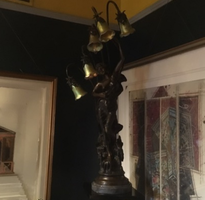 Bronze victorian lamp and sculpture